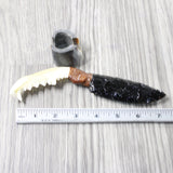 Fox Jaw Handle Obsidian Blade Ornamental Knife #815n  Mountain Man Knife