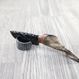 Goat Horn Handle Obsidian Blade Ornamental Knife #915n  Mountain Man Knife