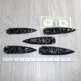 5 Obsidian Ornamental Spearheads  #869     Arrowhead