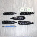 5 Obsidian Ornamental Spearheads  #869     Arrowhead