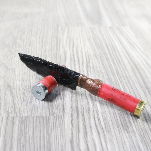 Shotgun Shell Handle Obsidian Blade Ornamental Knife #935n  Mountain Man Knife