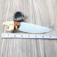 Muskrat Skull Handle Opalite Blade Ornamental Knife #334-2 Mountain Man Knife