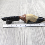 Deer Foot Handle Obsidian Blade Ornamental Knife #945n  Mountain Man Knife