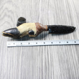 Deer Foot Handle Obsidian Blade Ornamental Knife #945n  Mountain Man Knife