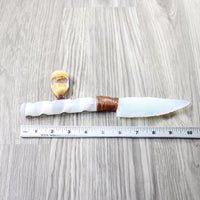 Selenite Spiral Handle Opalite Blade Ornamental Knife #834-2 Mountain Man Knife