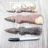 3 Stone Ornamental Tomahawk Heads #045n    Agate Jasper Ax Axe Hatchet