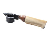Hair-on Deer Bone Handle Obsidian Blade Ornamental Knife #455n  Mountain Man Knife