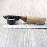 Hair-on Deer Bone Handle Obsidian Blade Ornamental Knife #455n  Mountain Man Knife