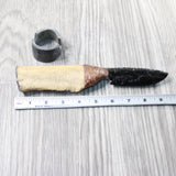 Hair-on Deer Bone Handle Obsidian Blade Ornamental Knife #455n  Mountain Man Knife