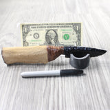Hair-on Deer Bone Handle Obsidian Blade Ornamental Knife #455n  Mountain Man Knife