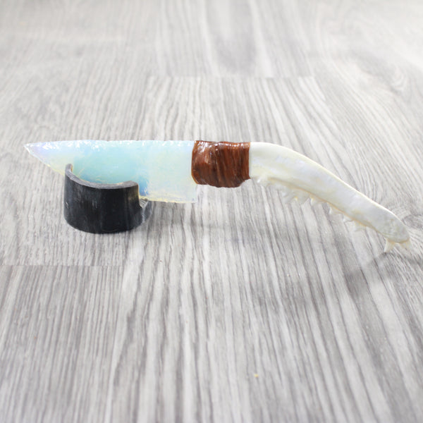 Coyote Jaw Handle Opalite Blade Ornamental Knife #665n     Mountain Man Knife