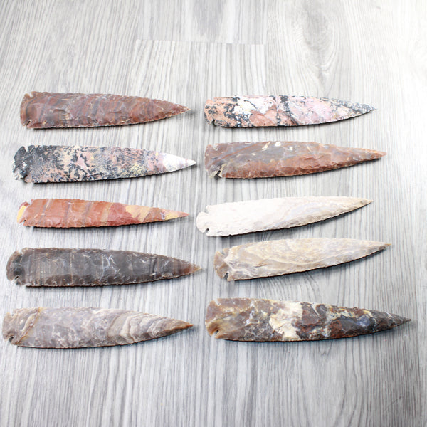 10 Stone Ornamental Spearheads  #565n    Agate Jasper Arrowheads