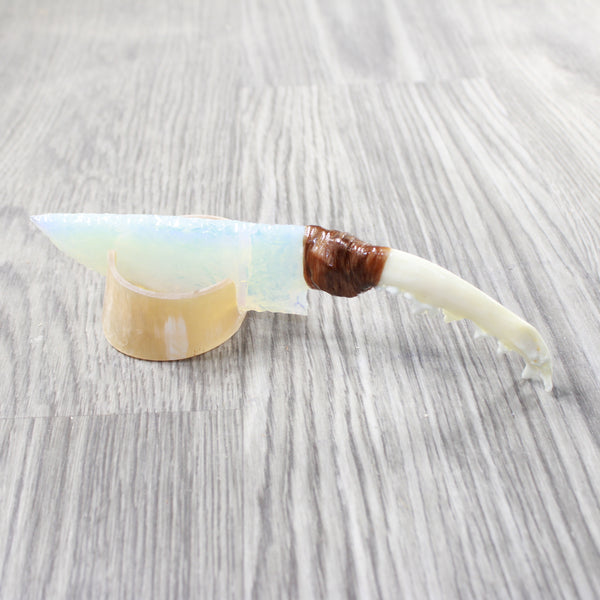 Fox Jaw Handle Opalite Blade Ornamental Knife #305n     Mountain Man Knife