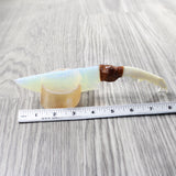 Fox Jaw Handle Opalite Blade Ornamental Knife #305n     Mountain Man Knife