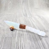 Selenite Spiral Handle Opalite Blade Ornamental Knife #805n     Mountain Man Knife
