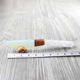 Selenite Spiral Handle Opalite Blade Ornamental Knife #805n     Mountain Man Knife