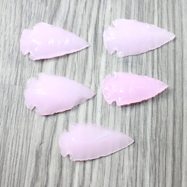 5 Large Pink Glass Ornamental Arrowheads  #405n     Arrowhead