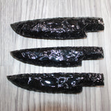 3 Obsidian Ornamental Knife Blades  #669