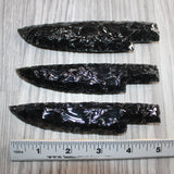 3 Obsidian Ornamental Knife Blades  #669