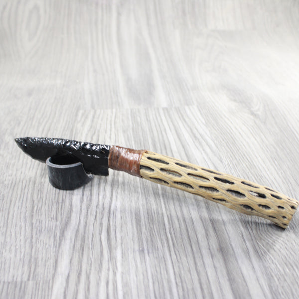 Cholla Cactus Wood Handle Obsidian Blade Ornamental Knife #815n  Mountain Man Knife