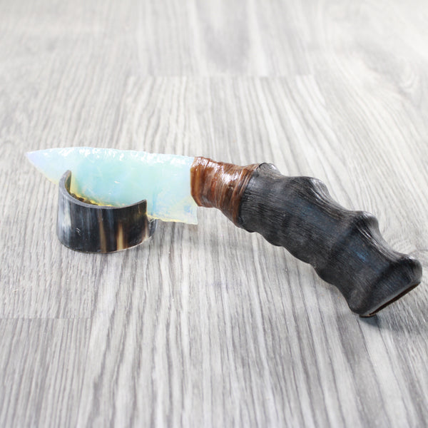 Impala Horn Handle Opalite Blade Ornamental Knife #915n     Mountain Man Knife