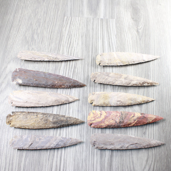 10 Stone Ornamental Spearheads  #615n    Agate Jasper Arrowheads