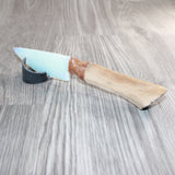 Hair-on Deer Bone Handle Opalite Blade Ornamental Knife # 09169
