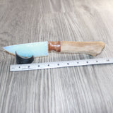 Hair-on Deer Bone Handle Opalite Blade Ornamental Knife # 09169
