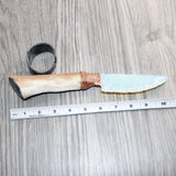 Hair-on Deer Bone Handle Opalite Blade Ornamental Knife # 09169