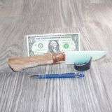 Hair-on Deer Bone Handle Opalite Blade Ornamental Knife # 09169