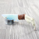 Beaver Jaw Handle Opalite Blade Ornamental Knife #825n     Mountain Man Knife