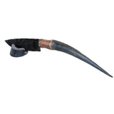 Impala Horn Handle Obsidian  Blade Ornamental Knife # 05569