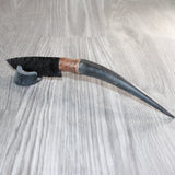 Impala Horn Handle Obsidian  Blade Ornamental Knife # 05569