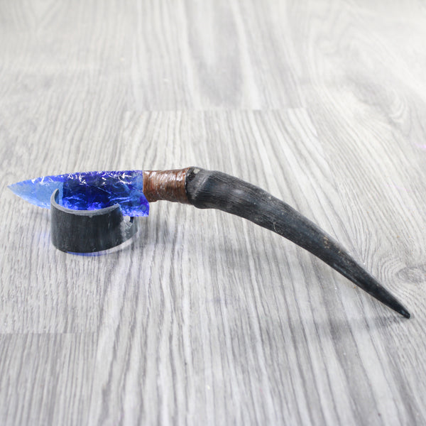 Impala Horn Handle Glass Blade Ornamental Knife #235n    Mountain Man Knife