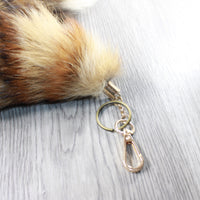 3 Red Fox Tail Key Rings #34-2  Taxidermy Keychain Tassel Bag Tag