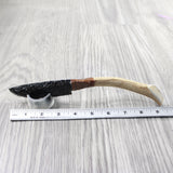 Deer Antler Handle Obsidian Blade Ornamental Knife #245n  Mountain Man Knife