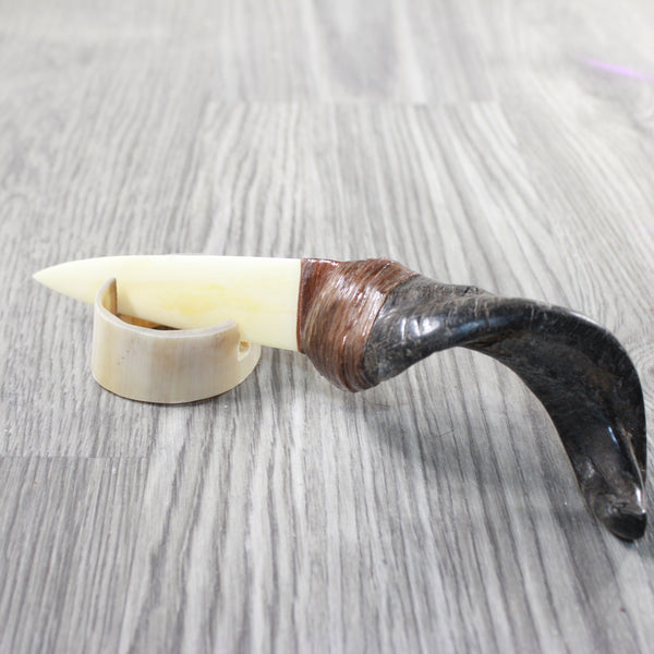 Goat Horn Handle Bone Blade Ornamental Knife #245n    Mountain Man Knife