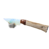 Hair-on Deer Bone Handle Opalite Blade Ornamental Knife #745n     Mountain Man Knife