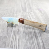 Hair-on Deer Bone Handle Opalite Blade Ornamental Knife #745n     Mountain Man Knife