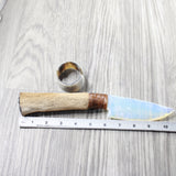 Hair-on Deer Bone Handle Opalite Blade Ornamental Knife #745n     Mountain Man Knife
