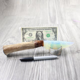 Hair-on Deer Bone Handle Opalite Blade Ornamental Knife #745n     Mountain Man Knife