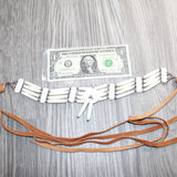 1 Bone Hairpipe Bead Choker  With Deer Leather Straps # 1769