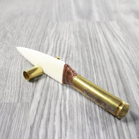 50 Cal Shell Casing Handle Bone Blade Ornamental Knife #334-2 Mountain Man Knife z
