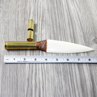 50 Cal Shell Casing Handle Bone Blade Ornamental Knife #334-2 Mountain Man Knife z