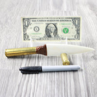 50 Cal Shell Casing Handle Bone Blade Ornamental Knife #334-2 Mountain Man Knife z