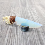 Muskrat Skull Handle Opalite Blade Ornamental Knife #655n     Mountain Man Knife