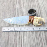 Muskrat Skull Handle Opalite Blade Ornamental Knife #655n     Mountain Man Knife
