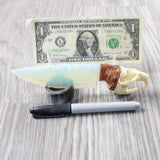 Muskrat Skull Handle Opalite Blade Ornamental Knife #655n     Mountain Man Knife