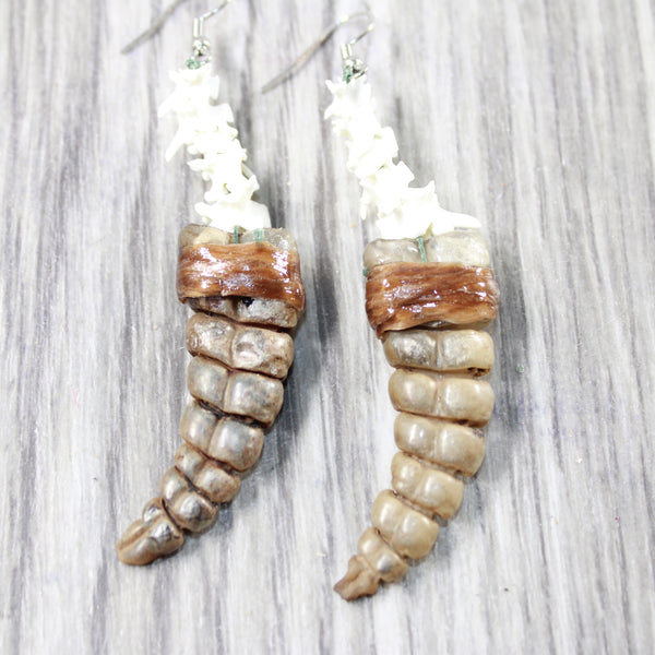 Rattlesnake Rattle Plus Vertebrae  Earrings  #455n  Mountain Man Earrings