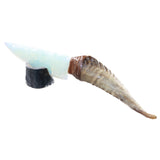 Goat Horn Handle Opalite Blade Ornamental Knife #655n     Mountain Man Knife